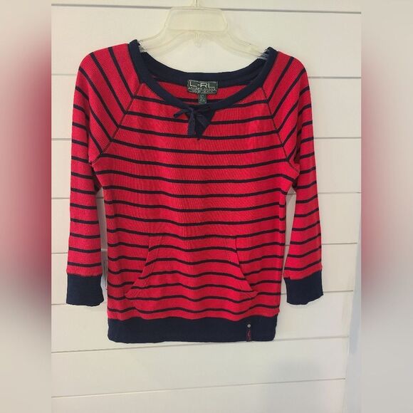 Lauren - Ralph Lauren Women's Red And Navy Striped Sweater - Picture 1 of 6
